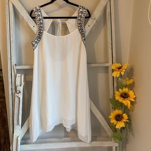 BCBG white graduation dress